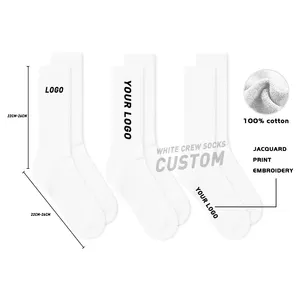 Haute qualité 2023 Street Style couleurs chaussettes d'équipage Logo personnalisé 100% coton chaussettes basket-ball sport Design chaussettes personnalisées