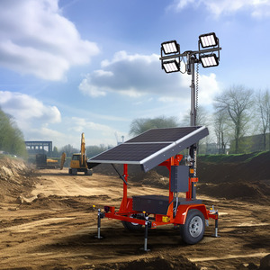 Solar <b>Powered</b> Light <b>Tower</b> Trailer With Led Lights For Construction Sites - Product Image 1