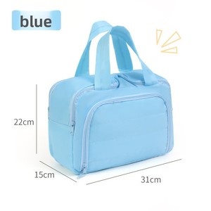 New stylish double opening makeup <b>bag</b>, large capacity, fluffy cosmetic organizer, portable travel <b>toiletry</b> <b>bag</b> - Product Image 5