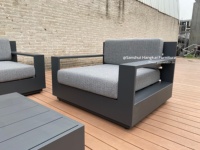 Ensemble de canapés de jardin haut de gamme en aluminium, mobilier d'extérieur en métal avec coussins, canapé de patio modulable et table basse