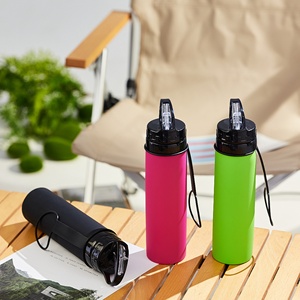 Gobelet de sport créatif en silicone, résistant aux hautes températures, portable, pliable, compatible lave-vaisselle, unisexe, avec paille et bouchon - Product Image 4