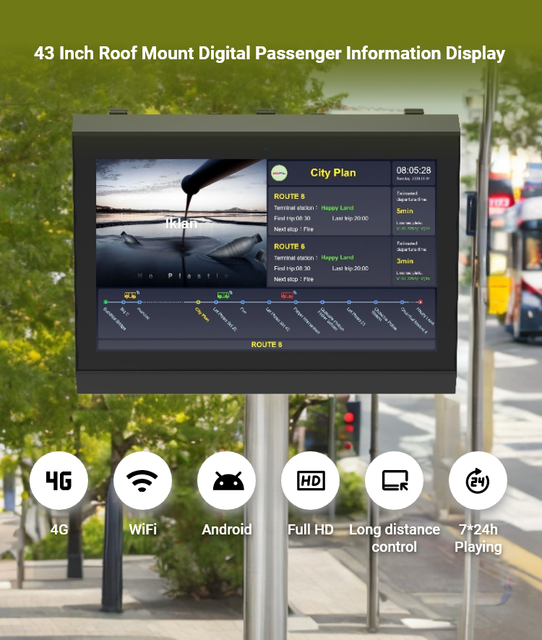 Public Bus Passenger Information System Lcd Display Passenger Information Display System Bus and Voice