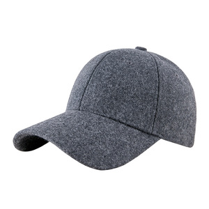 Wool Baseball Cap Dark Gray Unisex Fleece Lined Duckbill Hat Breathable Windproof Sunshade - Product Image 1