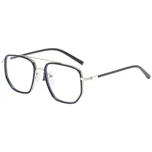 High end Retro Alloy frame UV400 sunglasses metal hinge silicone nose pad big frame ANTI BLUE LIGHT glasses