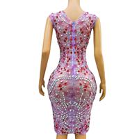 Robe de soirée scintillante sans manches rose avec strass, longueur mi-longue, pour banquet, dîner, femmes, grande taille, robe fourreau pour fête d'anniversaire, tenue de club