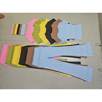 Ensemble décontracté élégant pour femme avec bandeau, haut moulant à manches courtes, pantalon pliable à taille ajustable en coton et élasthanne, tenue quotidienne d'automne OEM