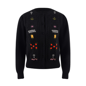 Maglione lavorato a maglia con logo personalizzato da <span class=keywords><strong>donna</strong></span> con colletto tondo cappotto lavorato a maglia femminile in <span class=keywords><strong>cotone</strong></span> <span class=keywords><strong>di</strong></span> alta qualità <span class=keywords><strong>cardigan</strong></span> Top - Product Image 2