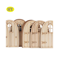 Dekorasi Miniatur dengan Ornamen Gigi Jendela Yang Belum Selesai DIY Kerajinan Rumah Boneka Pot Bunga Model Elf Taman Mini Pintu Peri Kayu