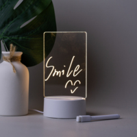 Vente en gros de panneaux lumineux DIY 3D en acrylique transparent réinscriptibles avec base en bois, lumière de nuit USB avec stylo, cadeaux