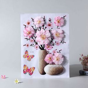 Autocollants muraux décoratifs 3D en forme de vase à fleurs, décalcomanies à chaud pour salon, autocollants de décoration intérieure en gros - Product Image 1