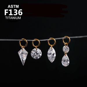 Pendientes de Titanio ASTM-F136 de Alta Calidad <span class=keywords><strong>Gaby</strong></span> con Circonita Cúbica Corte Pera Clásico, Joyería Fina al por Mayor - Product Image 2