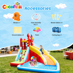 Château gonflable sur le thème des crabes Cocofish avec mur d'escalade et toboggan aquatique, château gonflable pour enfants, trampoline gonflable - Product Image 4