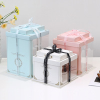 Customization 12 Inch Tall Clear Plastic Transparent Paper Cake Boxes Packaging with Lid
