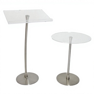 <span class=keywords><strong>Pupitre</strong></span> d'église moderne en acrylique transparent avec base carrée en métal pour sermons et discours - Product Image 3