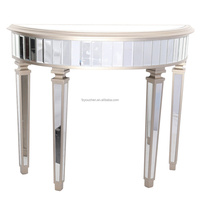 Table console miroir à 2 tiroirs en bois massif avec façade miroir Design européen pour salon, hall, salle de bain, meubles de maison