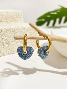 Bijoux en acier inoxydable Vente en gros Boucles <span class=keywords><strong>d</strong></span>'oreilles amour glaçure goutte Boucles <span class=keywords><strong>d</strong></span>'oreilles en strass Bijoux féminins personnalisés - Product Image 2