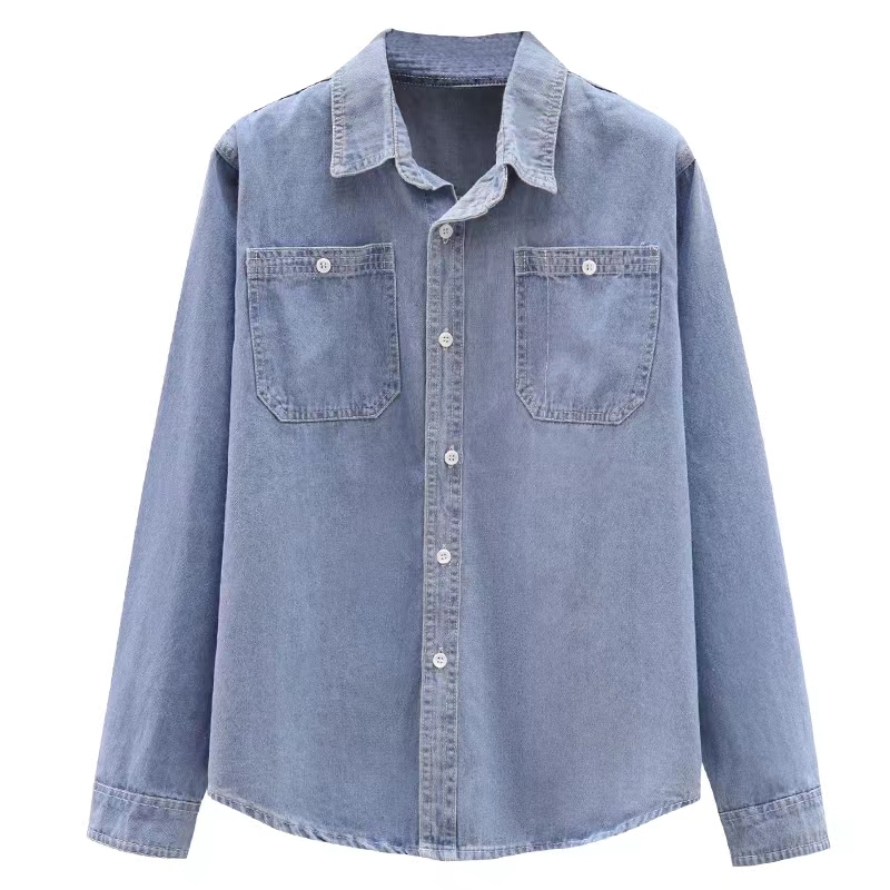Men Denim Thin Solid Shirt Long