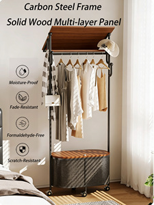 Nouveau modèle 2025 : <span class=keywords><strong>Porte</strong></span>-vêtements autoportant pour chambre, panier à linge, étagère de rangement, support à vêtements portable et compact, <span class=keywords><strong>porte</strong></span>-<span class=keywords><strong>manteau</strong></span> pour salon - Product Image 3