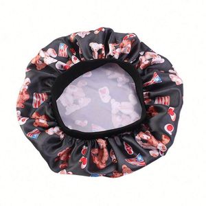 New Soft Stretch Wide Band Care Cap Head Cover All-Printing Silky Satin <b>Bonnets</b> <b>for</b> Natural <b>Hair</b> Toddler Child Baby Kids - Product Image 4
