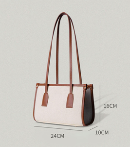 Bolso de Hombro de Estilo Clásico Nuevo, con Logotipo Personalizado, de Cuero y Lona, para Mujer - Product Image 3