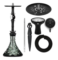Aksesoris Merokok Shisha Modern Mangkuk Kaca Kristal Hookah dengan Pot Shisha Silikon Mangkuk Hookah Hitam