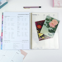 Agenda mensual de 80 hojas con encuadernación en espiral personalizada, cubierta de PVC, papel ecológico, impresión de logotipo en lámina dorada, impresión CMYK.