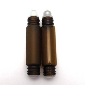 Botella de Vidrio Ámbar Transparente <span class=keywords><strong>para</strong></span> Aceites Esenciales con <span class=keywords><strong>Rodillo</strong></span> y Gotero Dorado Mate, Más Vendida - Product Image 4