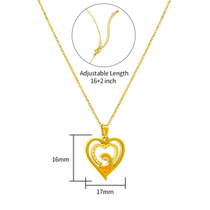 Collar con Colgante de Corazón Chapado en Oro 304 316, Cadena de Aleación, 16+2 Pulgadas de Longitud Ajustable, Joyería Romántica para Uso Diario - Product Image 1