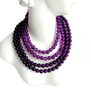 Echte natürliche Amethyst-Edelstein perlen 6MM Deep Purple Round Loose Beads