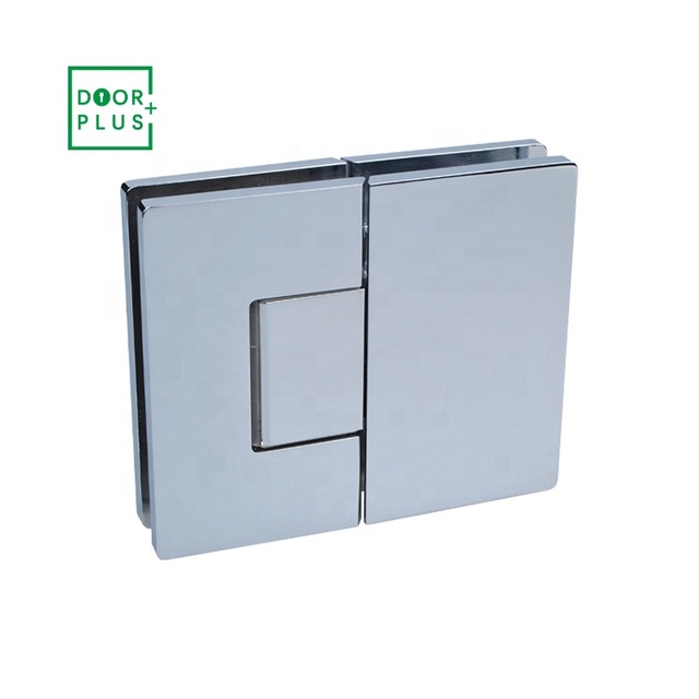 Doorplus Invisible Screw Frameless Glass Spring Hinge Solid Brass Polished Chrome 180 Degree Soft Closing Glass Door Hinges