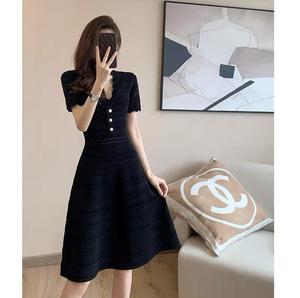 Nuevo Vestido de Mujer de Seda Helada con Cuentas, Falbala y Cuello de Moda, Estilo <span class=keywords><strong>Sandro</strong></span> - Product Image 5