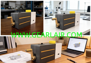 Lampe d'urgence à manivelle dynamo, boîte <span class=keywords><strong>de</strong></span> vitesses entièrement métallique 370, super condensateur 250F, projecteur/éclairage d'appoint, variateur à bouton, Type-C - Product Image 3