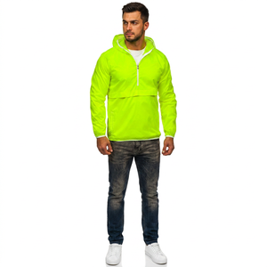Men's Lightweight <b>Waterproof</b> Canvas Windbreaker <b>Jacket</b> Custom Sport Running Hooded Stand Zipper <b>Warm</b> Front - Product Image 1