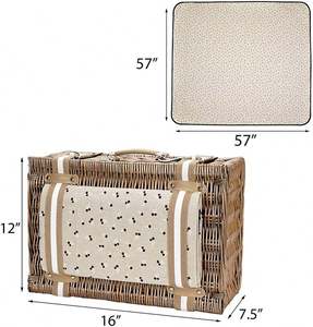 Cestas De Picnic Al Por Mayor Pared Cesta Mimbre Aislante Para Regalo Con Vino Boda Lonchera Corazon Rosa 6 Personas - Product Image 3