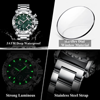 Montres pour hommes Poedagar 892 de luxe, bracelet en acier inoxydable, montre chronographe à quartz étanche et lumineuse pour hommes