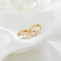 Pendientes de Aro Huggie de Latón Chapado en Oro de 14K con Zirconia Redonda y Corazón de Mickey, Joyería de Moda Linda para Niñas, ¡Gran Oferta!
