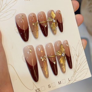 Handmade Premium Press On Nails Polka <b>Dot</b> French Cat Eye 3D Carved False Nail Tips For Fashion Manicure Party Wholesale - Product Image 3