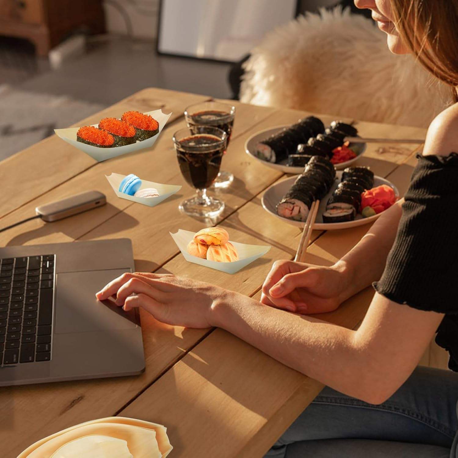 Bulk Eco-friendly Japanese Style Natural Disposable Wooden Sushi