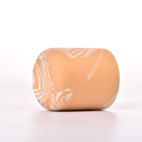 Vase à bougie en céramique marbrée orange, finition mate, porte-bougie parfumé populaire