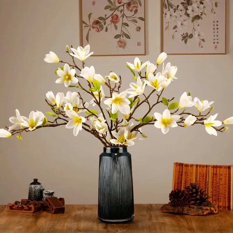 Home Decoration 7 Heads High Quality Artificial Silk Flower Magnolia