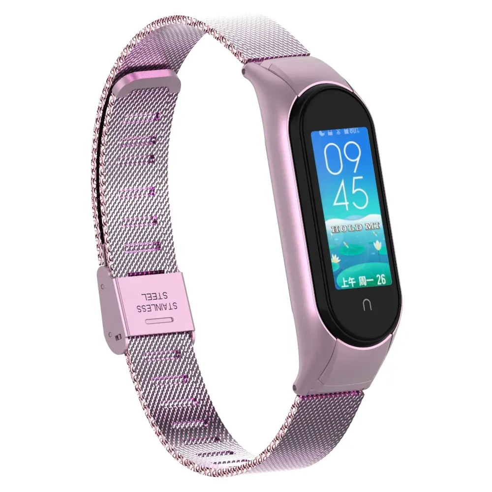 Mesh Stainless Steel Wrist Watch Strap For Xiaomi Mi Band 5 Miband 5 Metal Strap