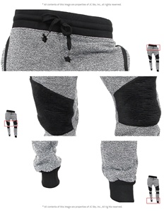 Pantalon de survêtement en molleton gris pour homme, coupe ajustée, taille élastique, avec empiècements noirs et poches, pour toutes les saisons - Product Image 4