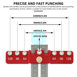 Guide de perçage en alliage d'aluminium Outil de menuiserie Outil de gabarit Poignées de <span class=keywords><strong>placard</strong></span> Boutons de trou Gabarit de quincaillerie d'armoire - Product Image 4