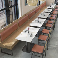 Ensemble de table de salle à manger rectangulaire moderne de luxe ardoise marbre acier inoxydable 6 places meubles de restaurant comprenant 4 cuisines