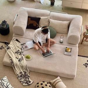 संपीड़न कपड़े सोफे लिविंग रूम आधुनिक मॉड्यूलर छोटे अपार्टमेंट फर्श तह डबल-उपयोग स्पंज से भरा सेट कॉर्डरॉय आलसी सोफा - Product Image 3
