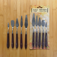 Ensemble de 5 couteaux à palette en plastique rouge foncé Source Spot, manche en plastique, grattoir artistique complet pour la peinture à l'huile et la modélisation
