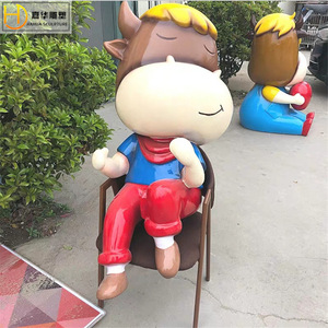 Jiahua Cartoon Cow Fiberglass Sculpture Outdoor Garden Decoration Figure Animal Shape Floor Mount Handmade <b>Large</b> <b>Ornament</b> - Product Image 2