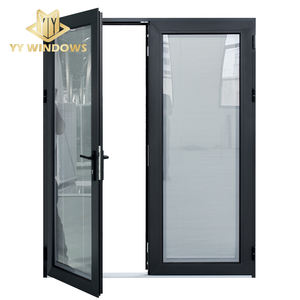 Pintu Prancis Aluminium Berayun Terbuka Eksterior Hitam Logam Panel Pintu Prancis dengan Tirai Pintu Eksterior - Product Image 2