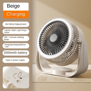 Ventilador de escritorio portátil multifuncional alimentado por USB 5V refrigeración por aire para el hogar coche al aire libre <span class=keywords><strong>Camping</strong></span> luz nocturna sacudiendo la función de cabeza - Product Image 6