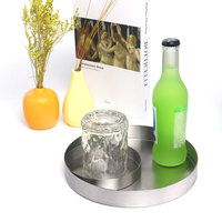Plateaux de rangement ronds en acier inoxydable de luxe, modernes et minimalistes, avec finition dorée, pour la maison, l'hôtel, le salon, la vaisselle et la décoration
